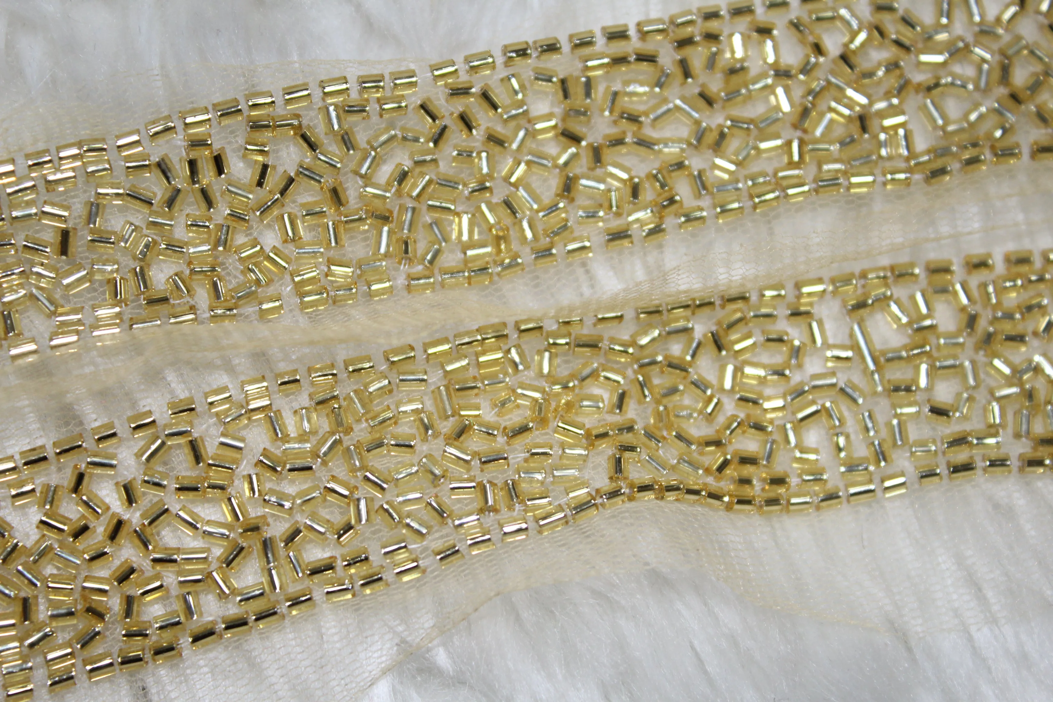 Light Golden Beads Handwork Lace (Wholesale)