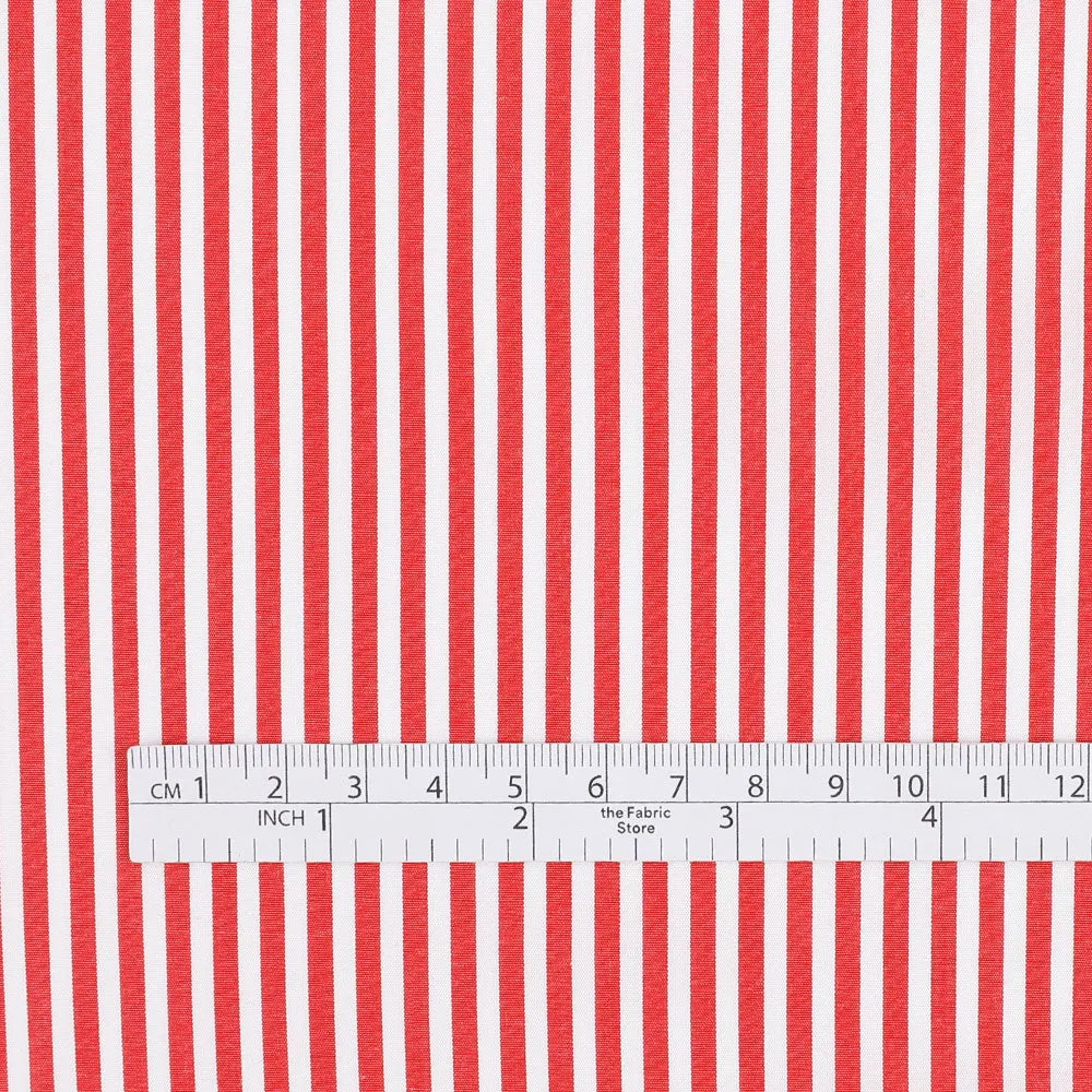 Lightweight Candy Stripe Cotton / Cupro - Red