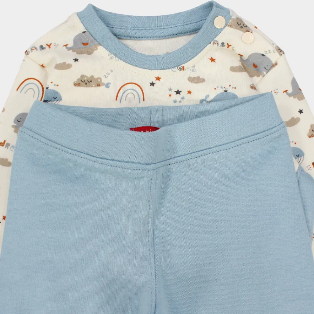 Little Whales Long-Sleeved Fleeced Pajama