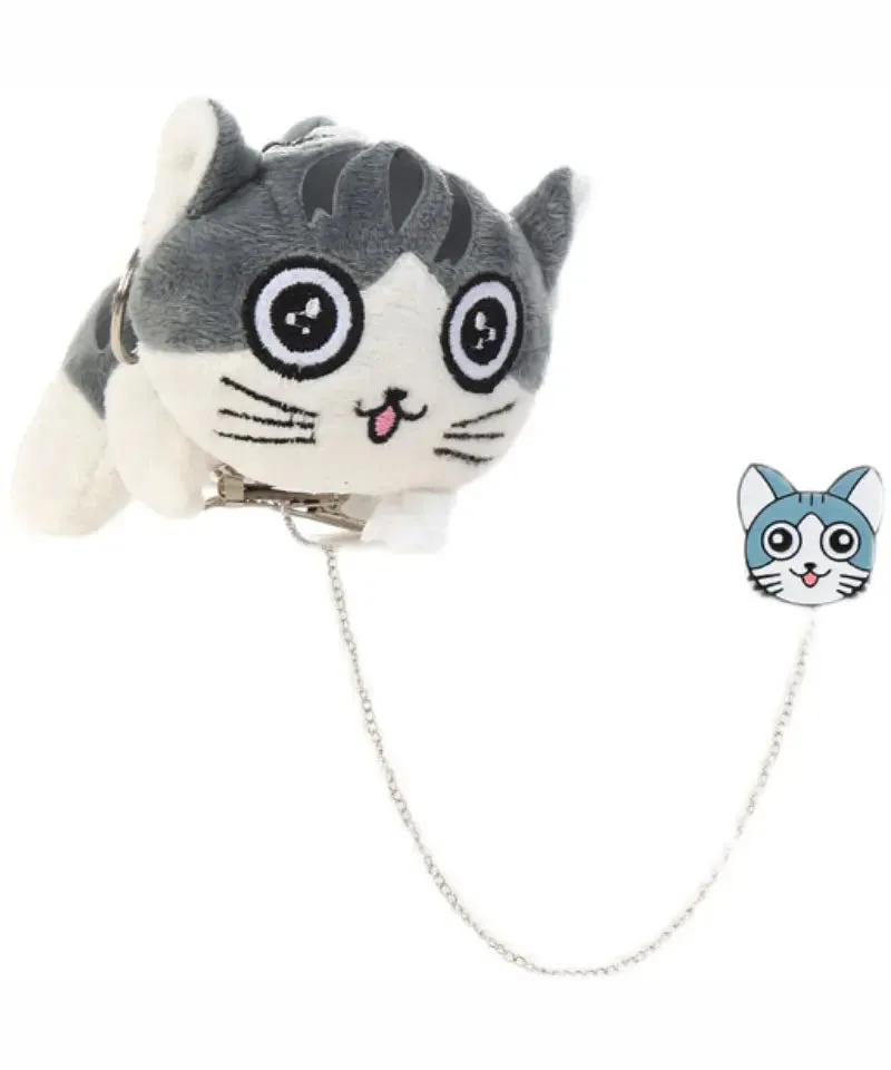 Lovely Light Grey Alloy Chain Smiling Face Little Cats Brooches ML1330