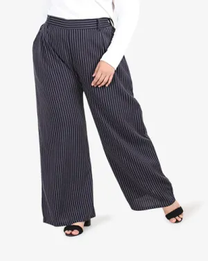 Luz Long Pinstripe Work Pants - Navy Blue