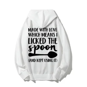 Made With Love Funny Letter Graphic Pullover With Kangaroo Pocket Hoodies