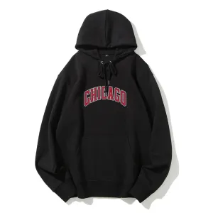 Mens Chicago City Letter Graphic Pullover Hoodies 2409001446