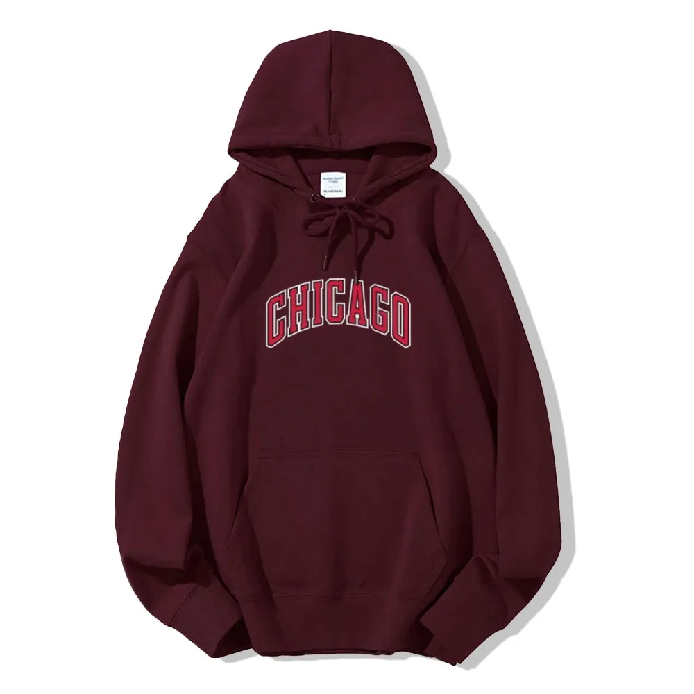 Mens Chicago City Letter Graphic Pullover Hoodies 2409001446