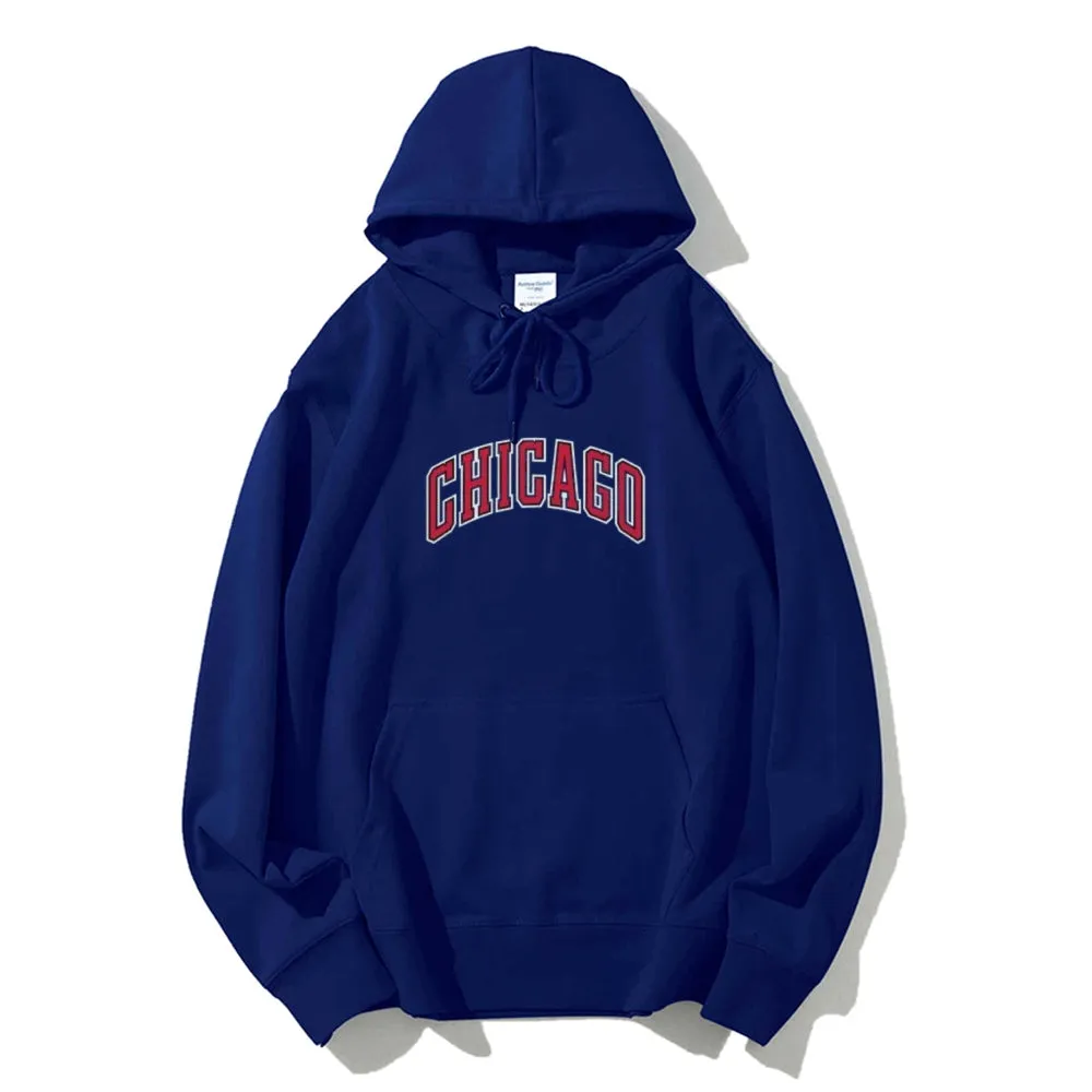 Mens Chicago City Letter Graphic Pullover Hoodies 2409001446