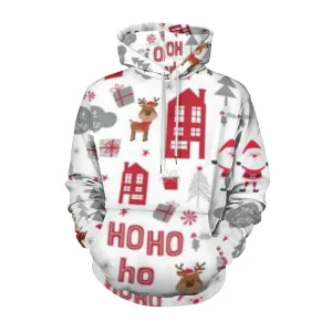 Mens Christmas Holiday Graphic Pullover With Kangaroo Pocket Hoodies