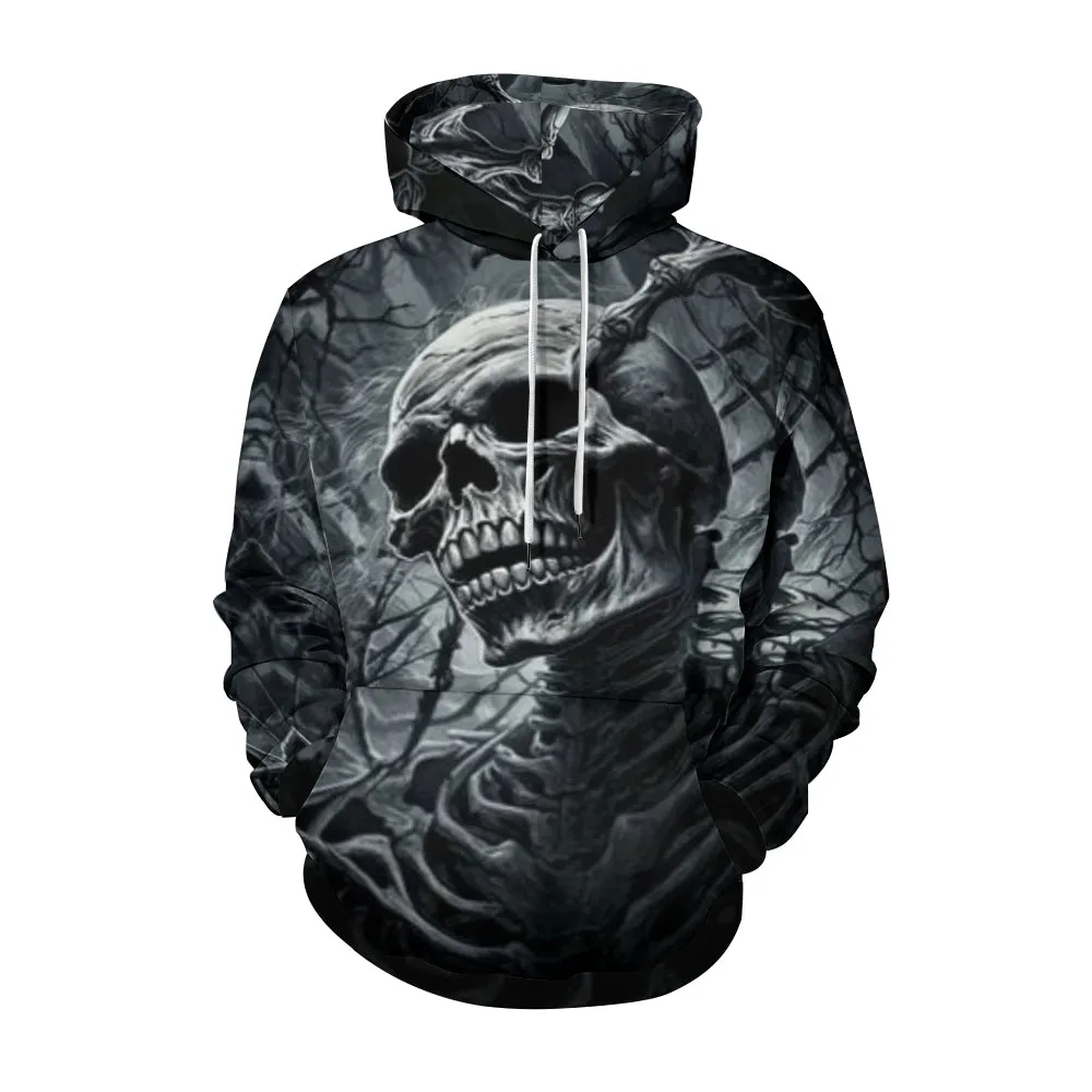 Mens Halloween Black Skull 3D Print Hoodies