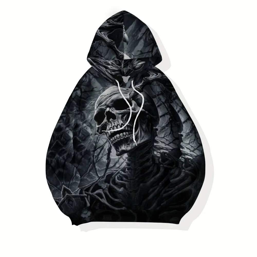 Mens Halloween Black Skull 3D Print Hoodies