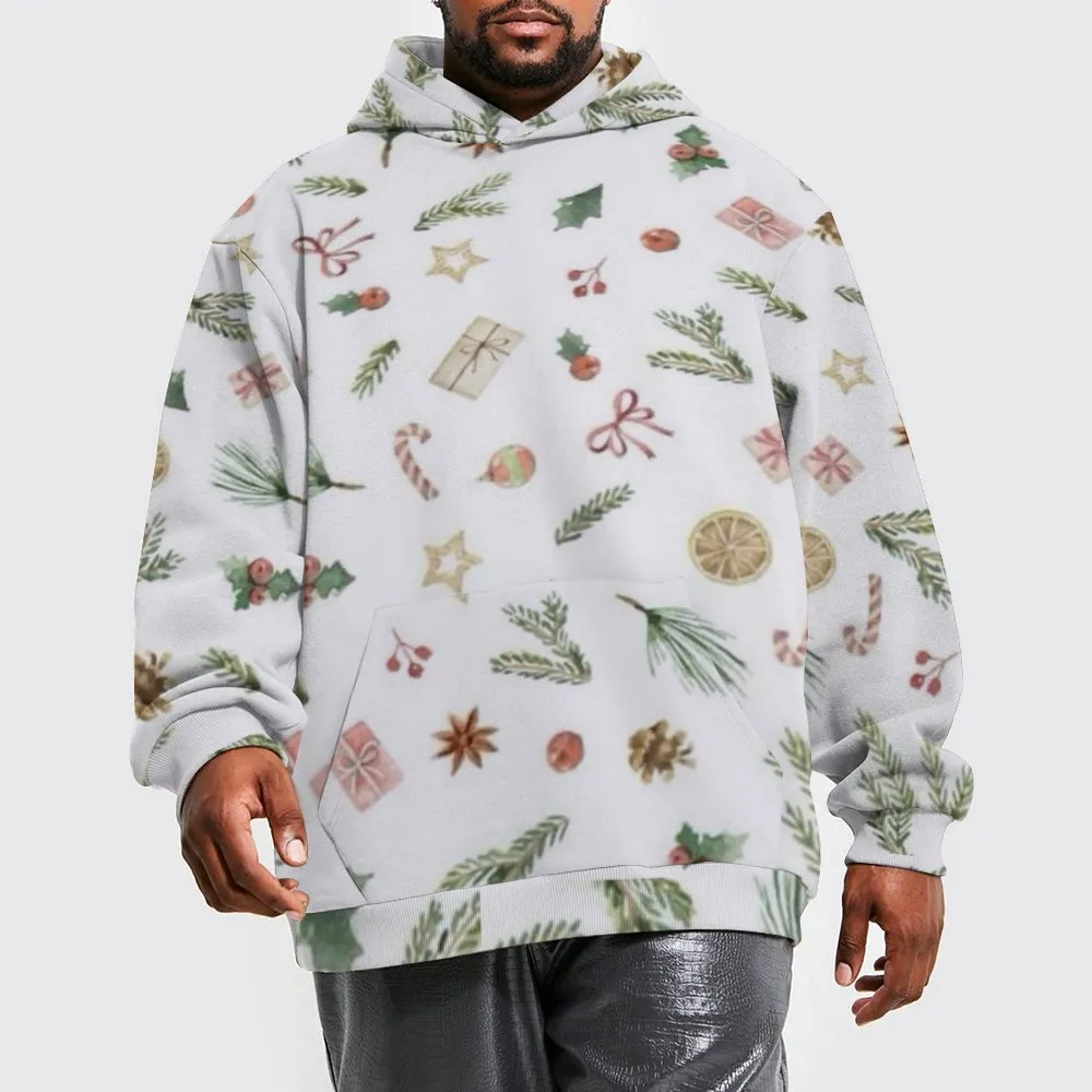 Mens Happy Christmas Gift Graphic Pullover With Kangaroo Pocket Hoodies