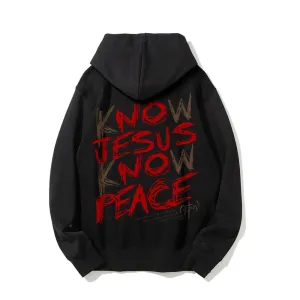 Mens KNOW JESUS KNOW PEACE Graphic Pullover Hoodies