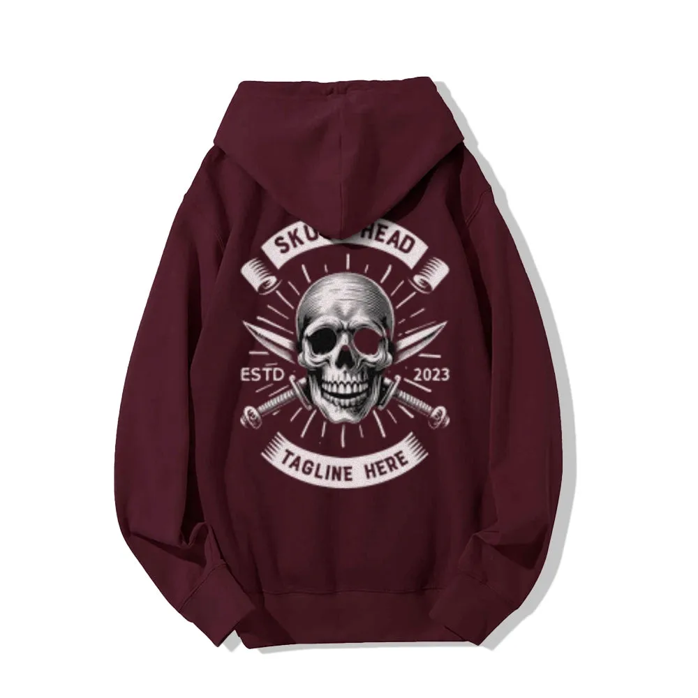 Mens Skull Head Graphic Pullover Hoodies