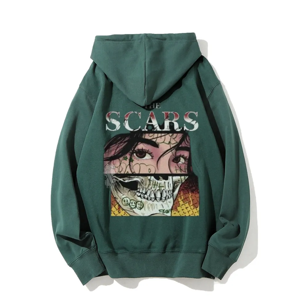 Mens THE SCARS Skull Girl Graphic Hoodies