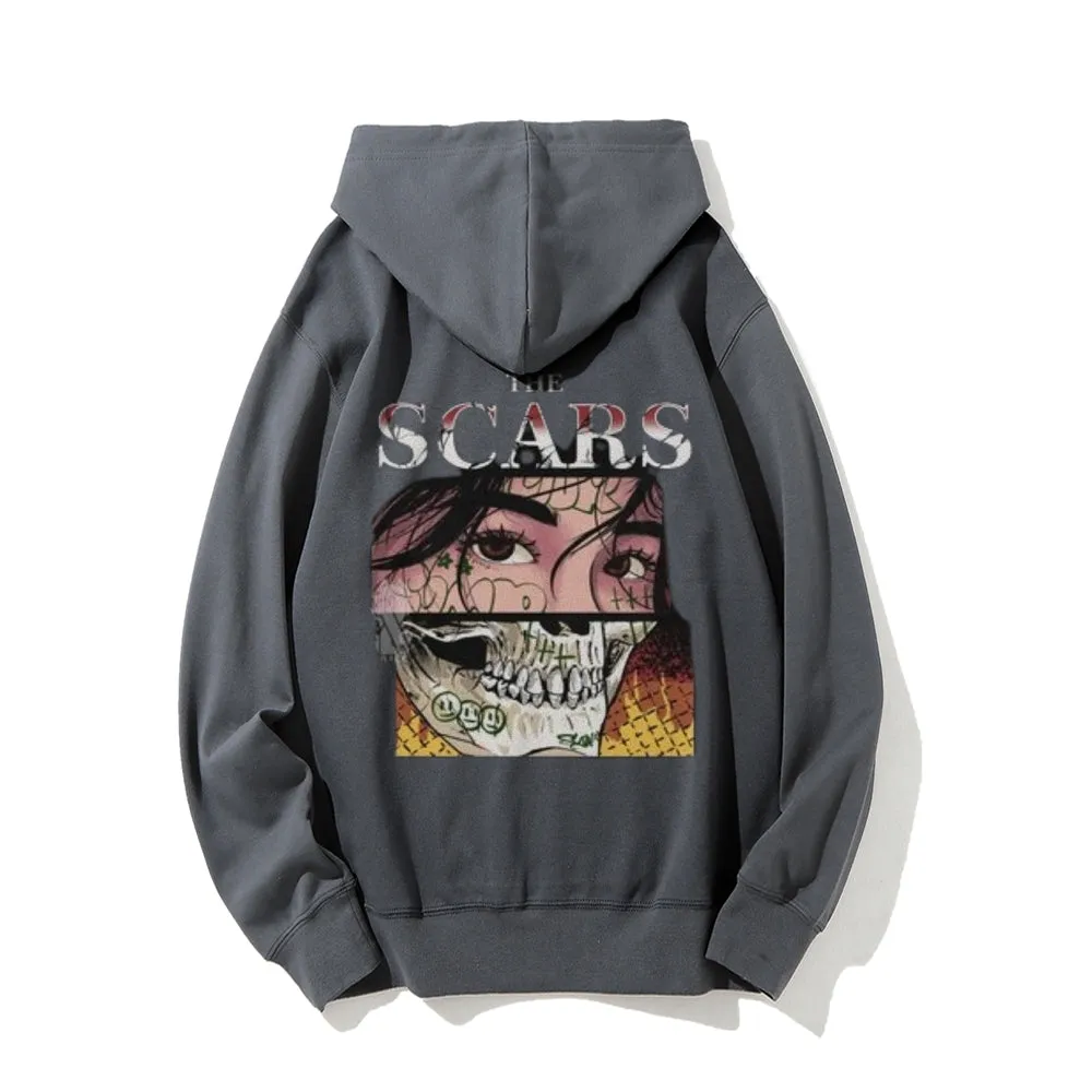 Mens THE SCARS Skull Girl Graphic Hoodies