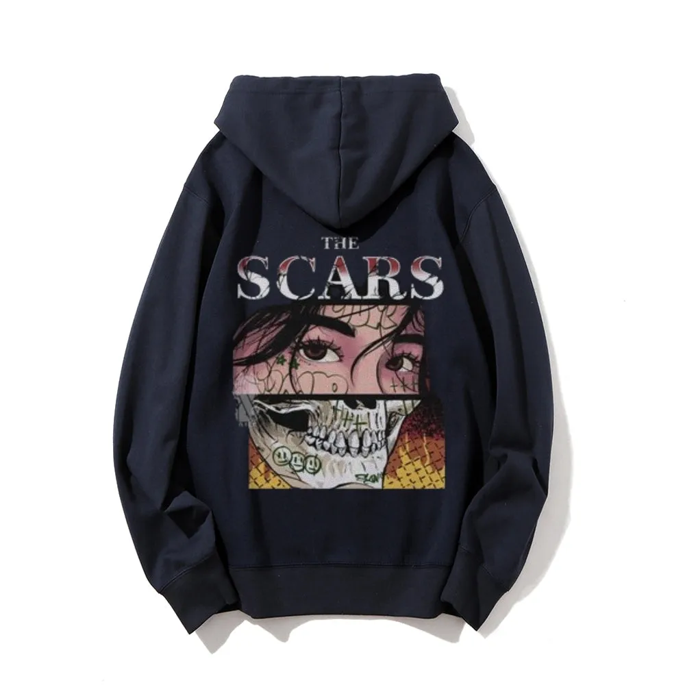 Mens THE SCARS Skull Girl Graphic Hoodies