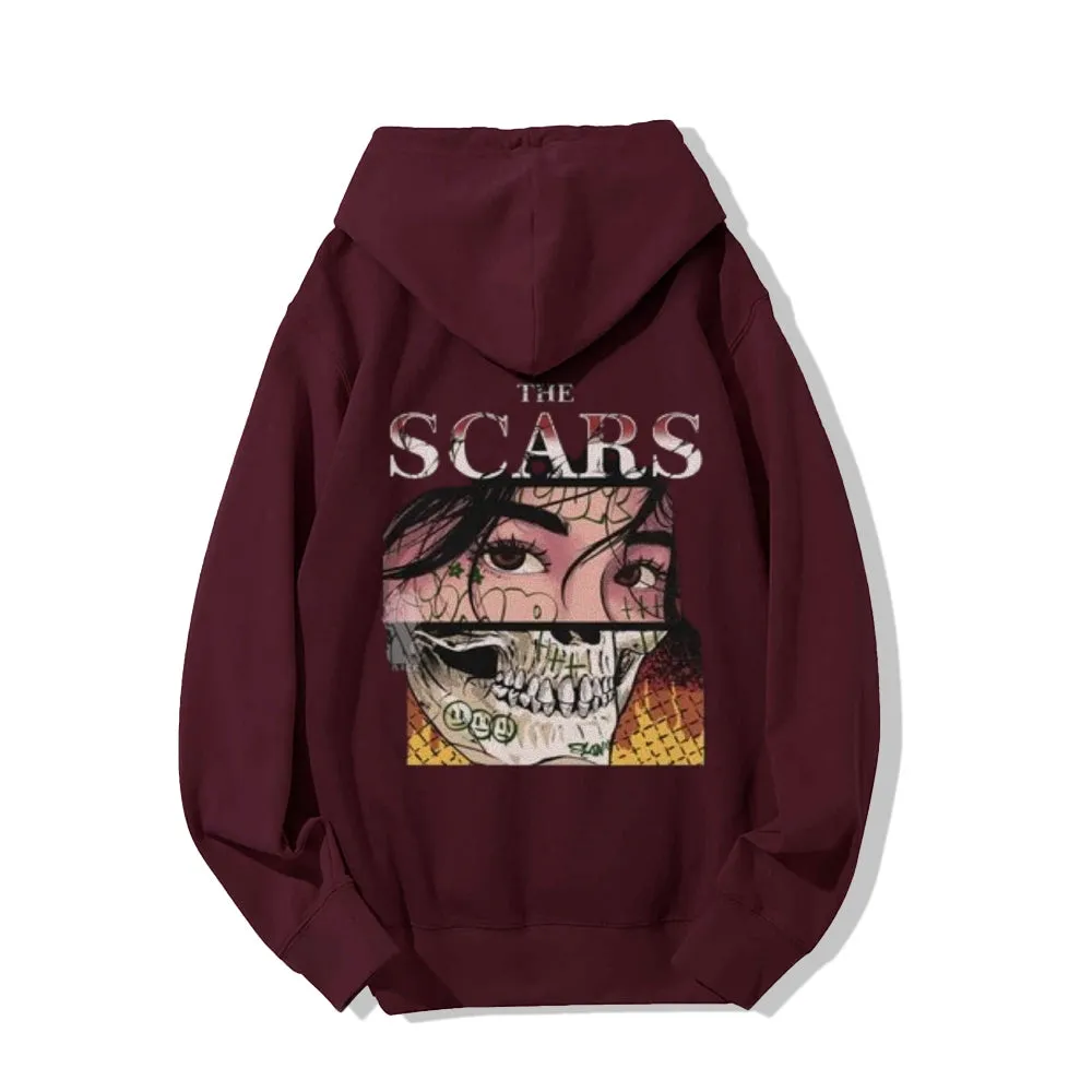 Mens THE SCARS Skull Girl Graphic Hoodies