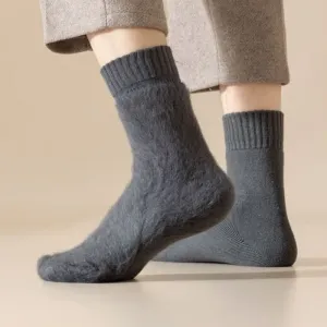 Men's Winter Warm Solid Color Cashmere Crew Socks