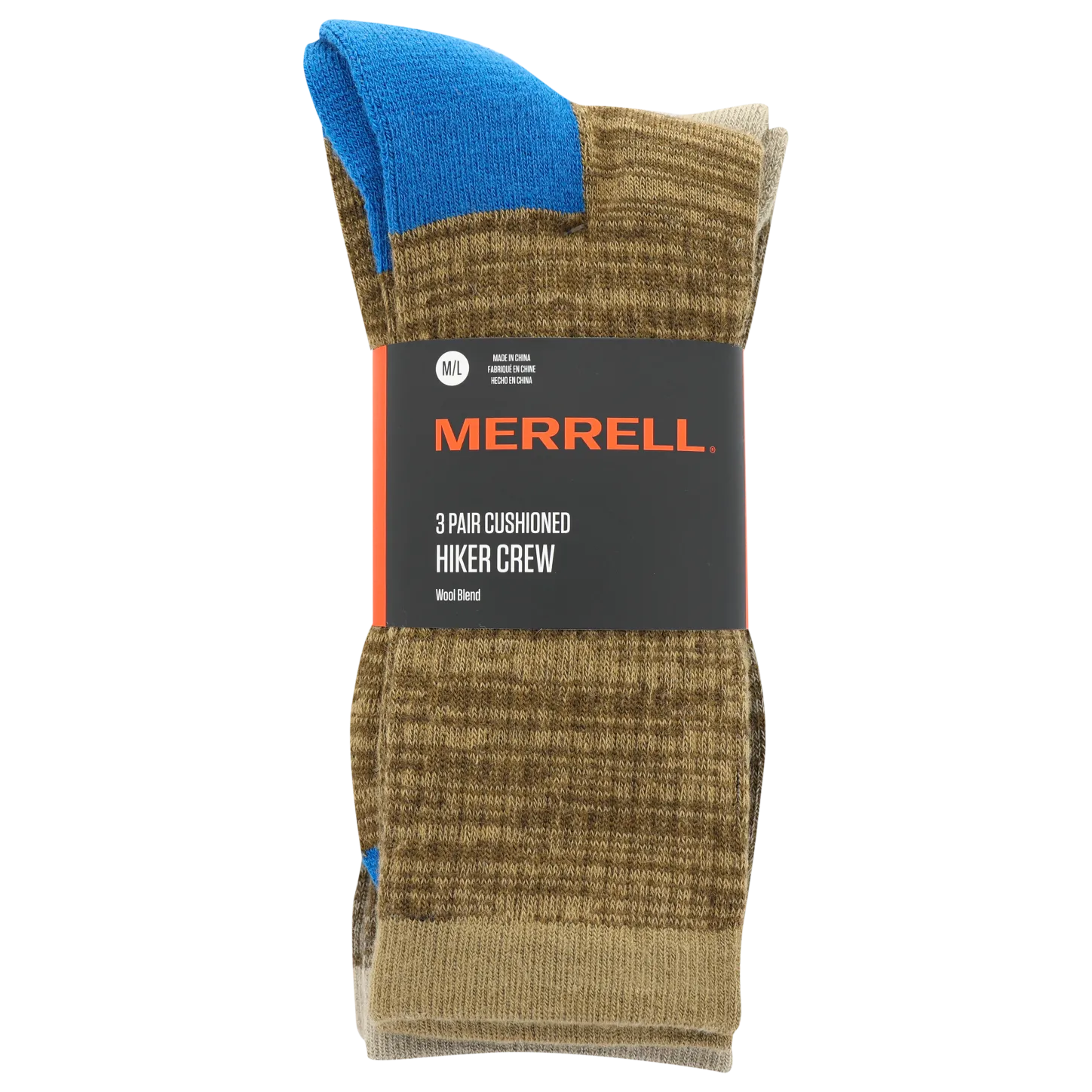 Merrell Adults Hiking Socks -  Crew Lightweight Wool (3 Pack)