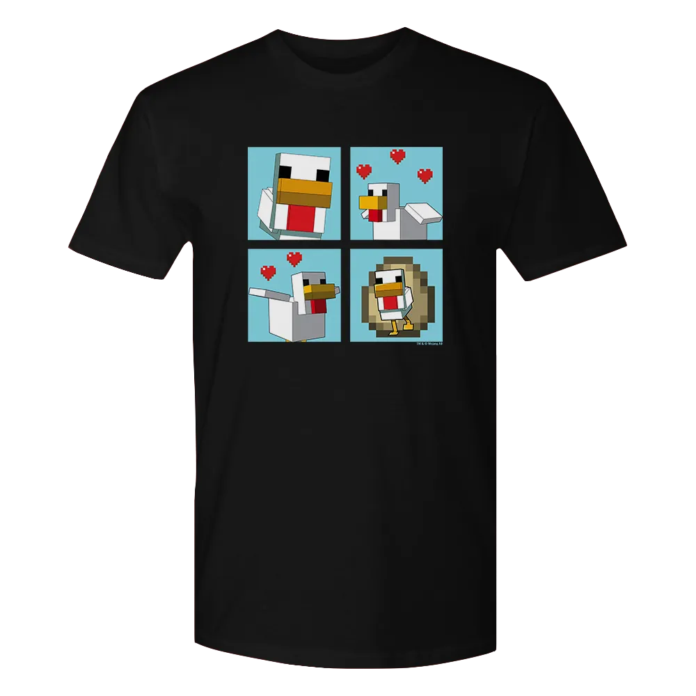 Minecraft Blue Chicken Family Adult Short Sleeve T-Shirt