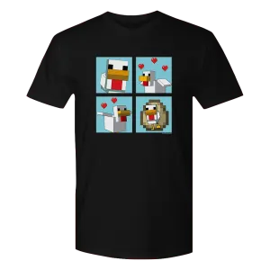 Minecraft Blue Chicken Family Adult Short Sleeve T-Shirt