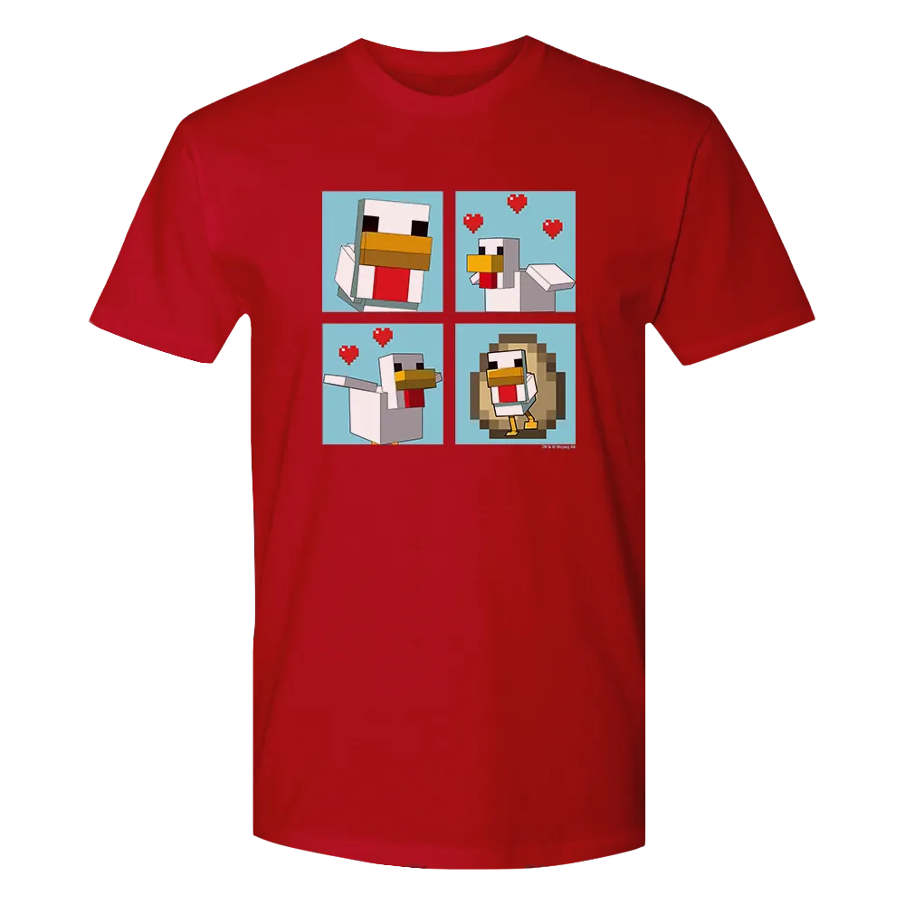 Minecraft Blue Chicken Family Adult Short Sleeve T-Shirt