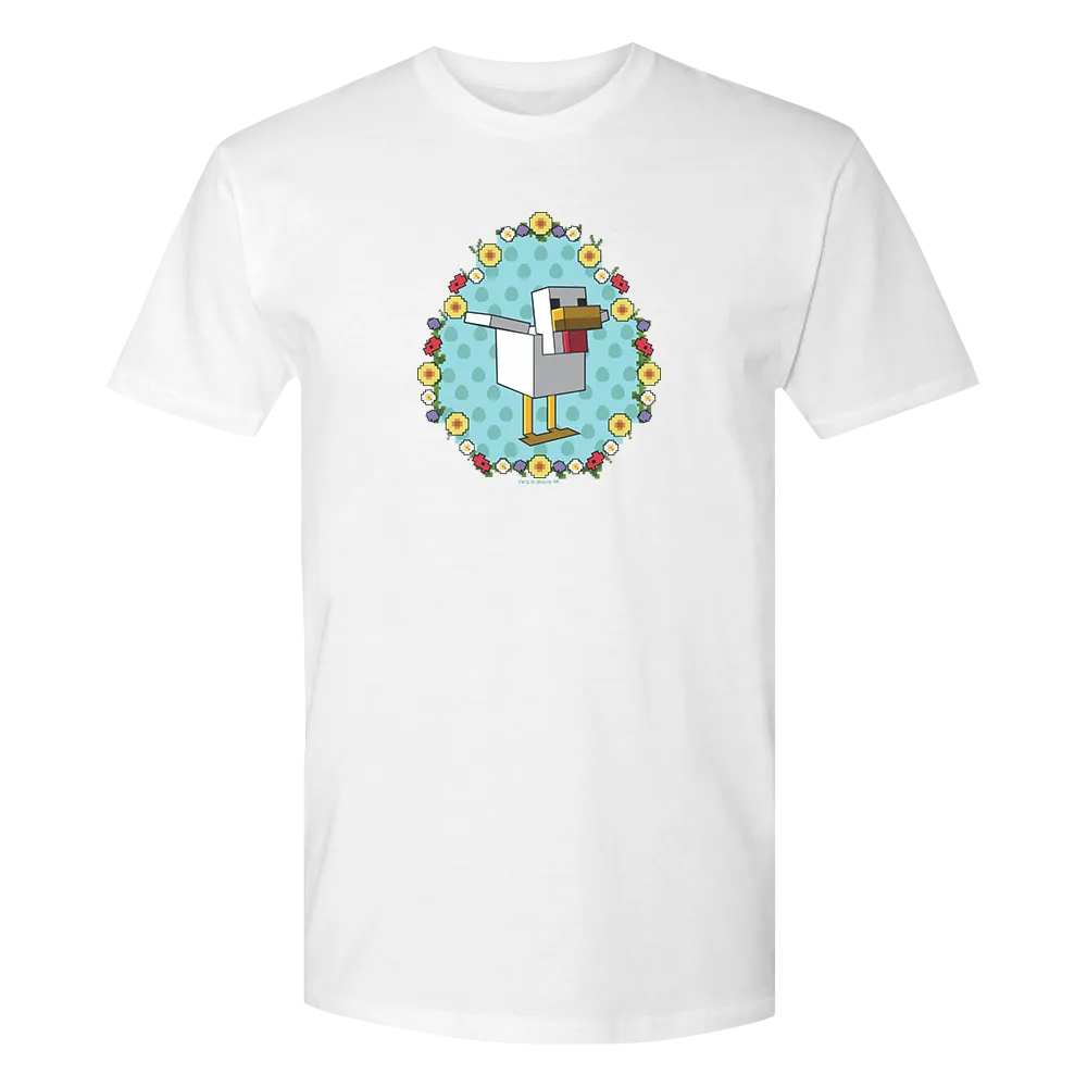 Minecraft Flower Chicken Adult Short Sleeve T-Shirt