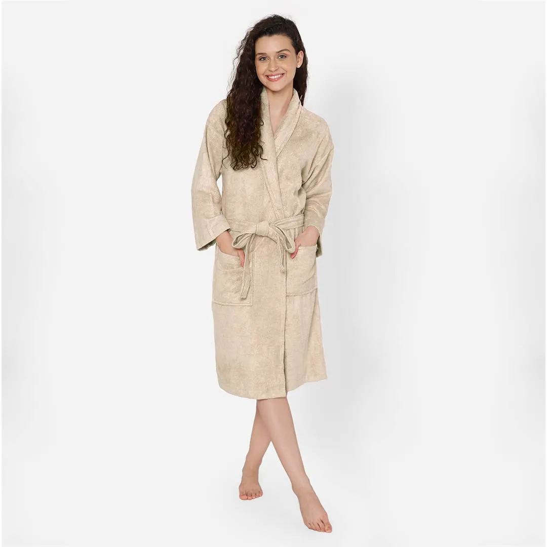 Mush 100% Bamboo Bathrobe for Men/Women (Unisex) S/M,(Pack of 1) (L, Royal Beige)