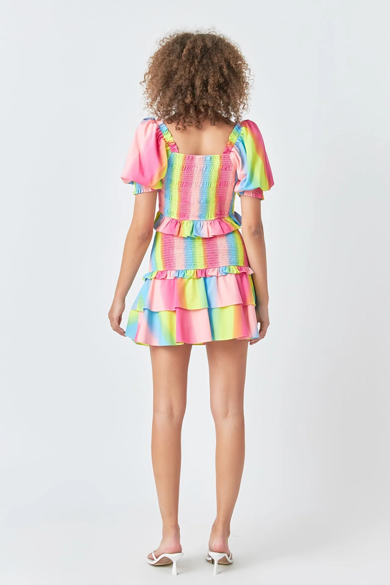 Ombre Stripe Smocked Skirt