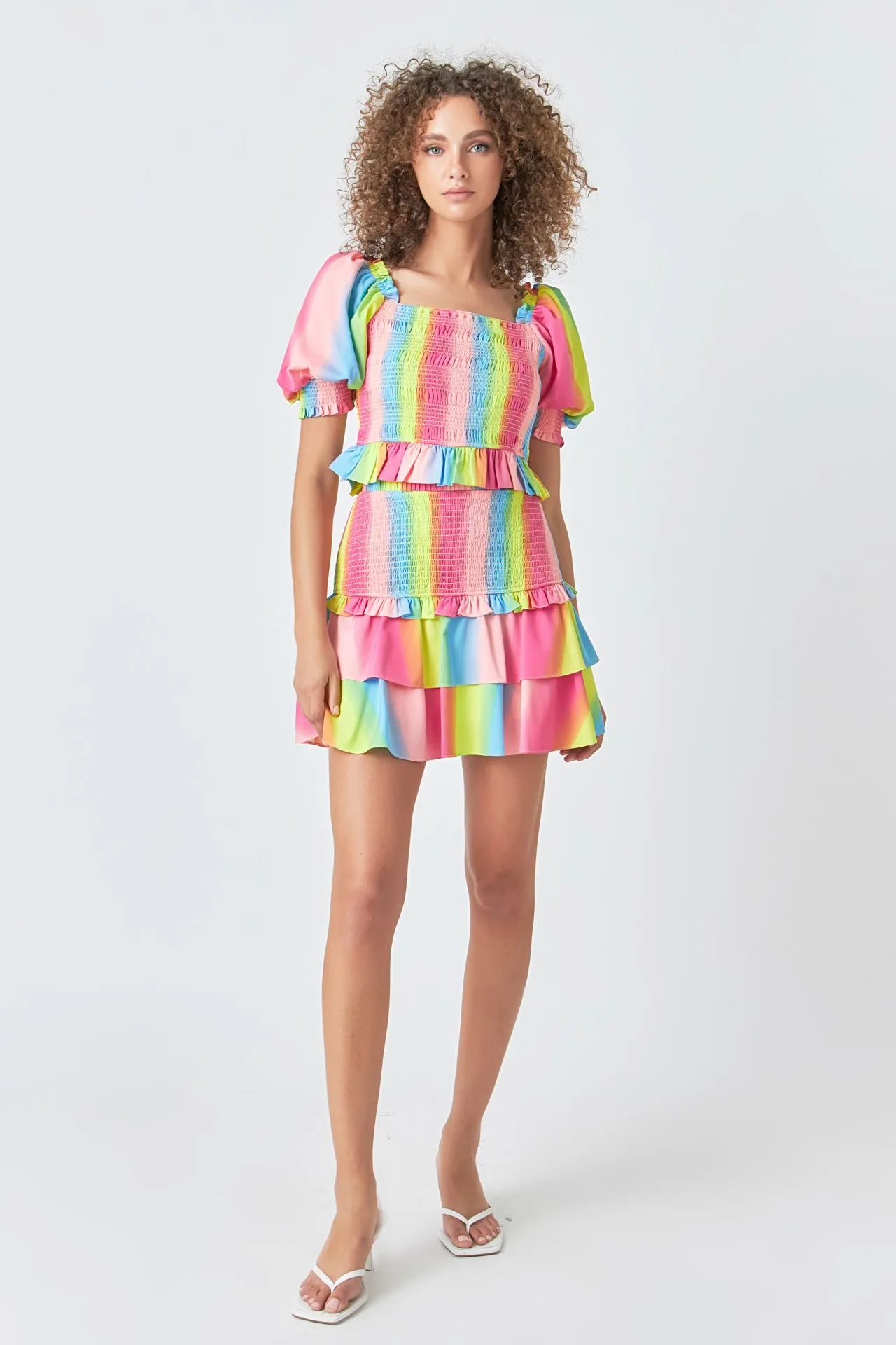 Ombre Stripe Smocked Skirt