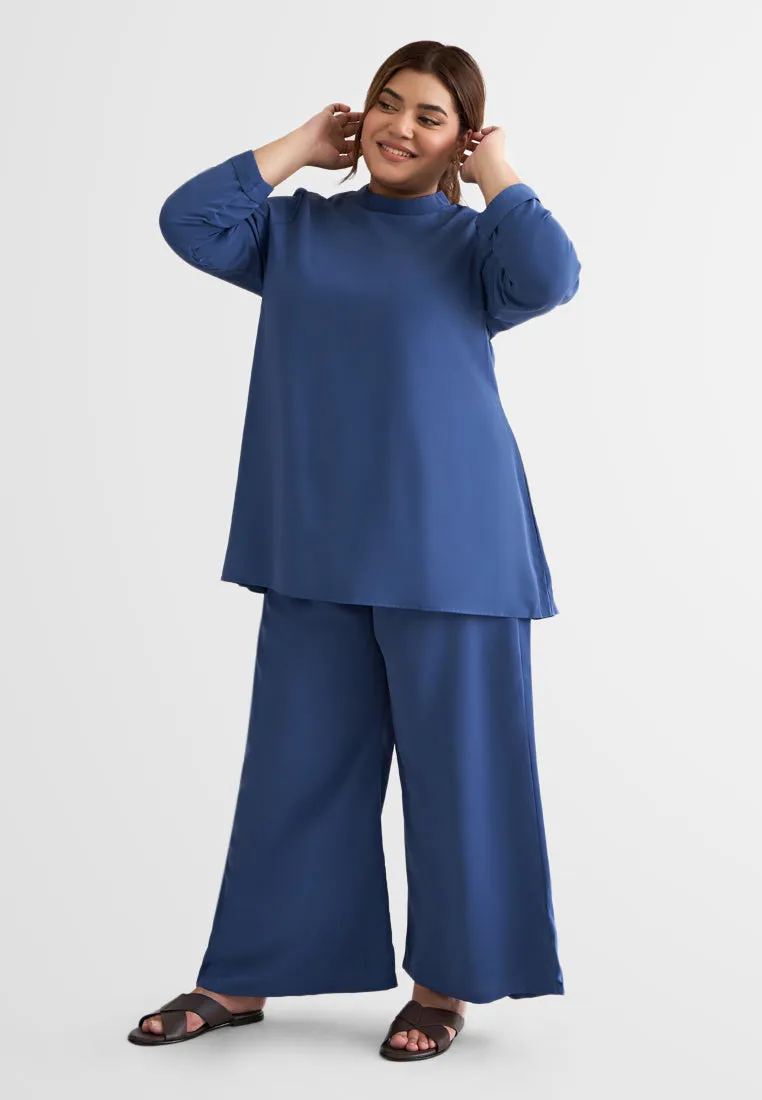 Palmira Smooth Wide Leg Pants - Blue