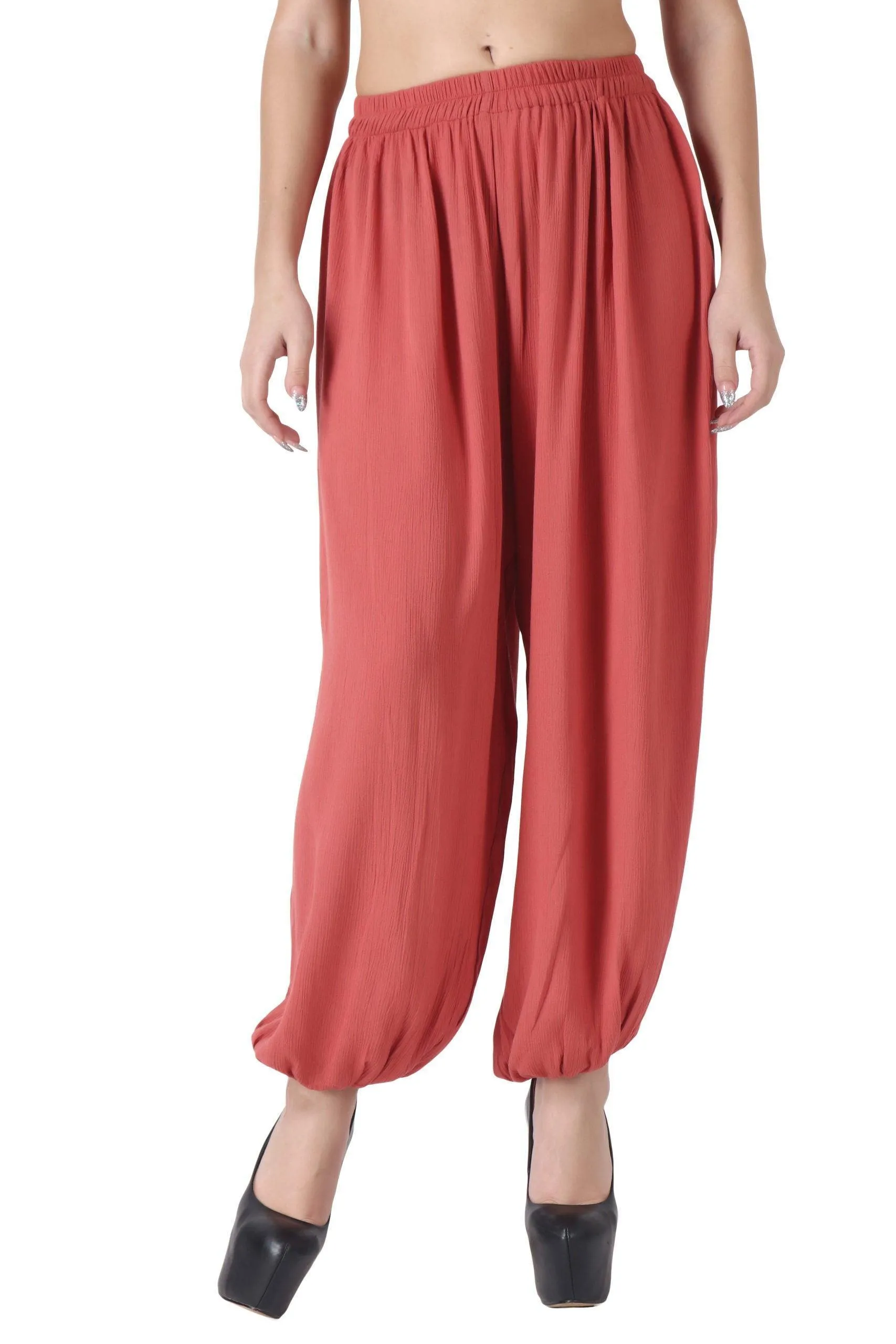 Peach Solid Harem Pants