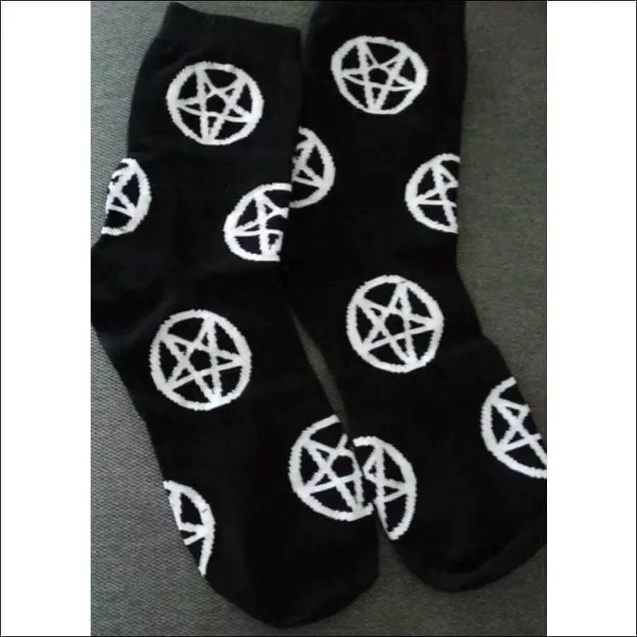 Pentagram Socks Black and White Very Comfortable High Quality