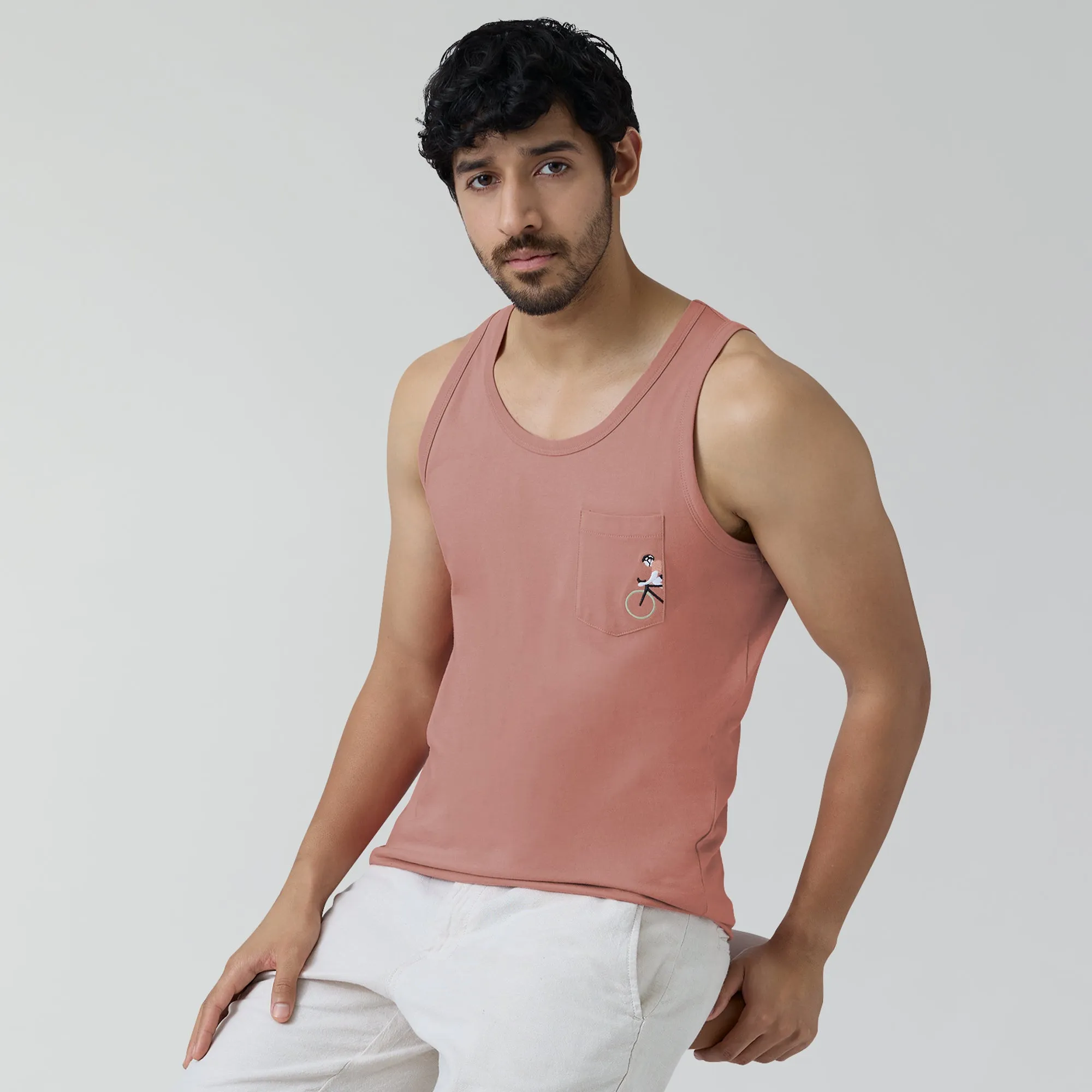 Renew Combed Cotton Tank Tops Pink Punch