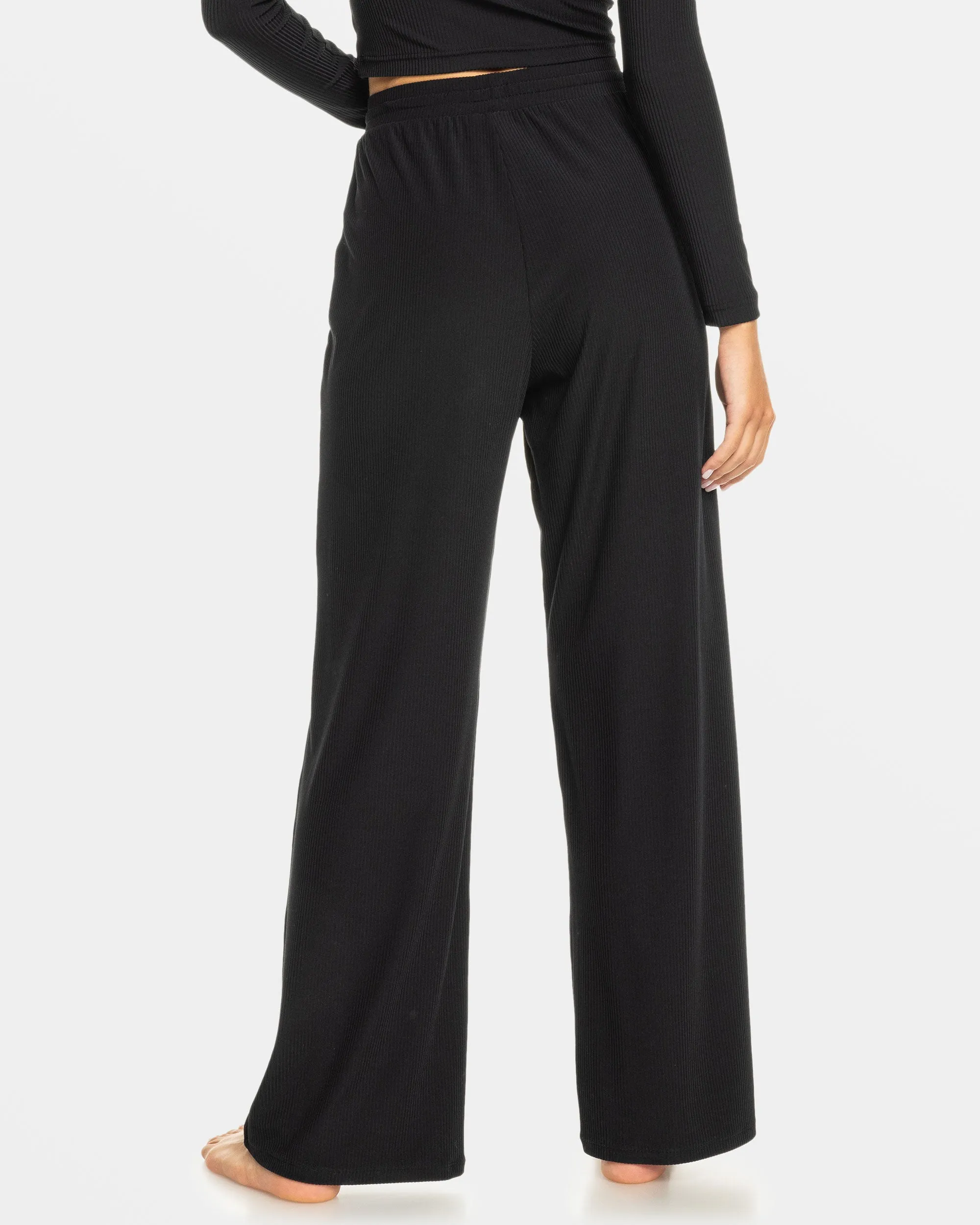 Rise & Vibe Rib Wide Leg Pants - Anthracite