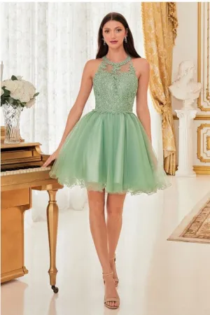 Sage Queen Tulle Short Dress