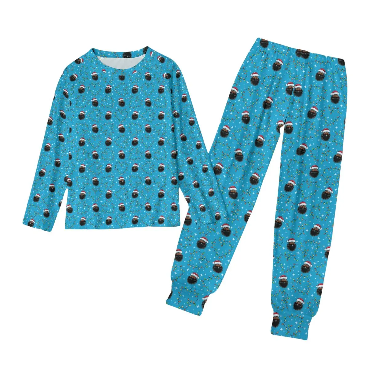 Santa's Heartstrings (Blue) Men's Holiday Pajama Set