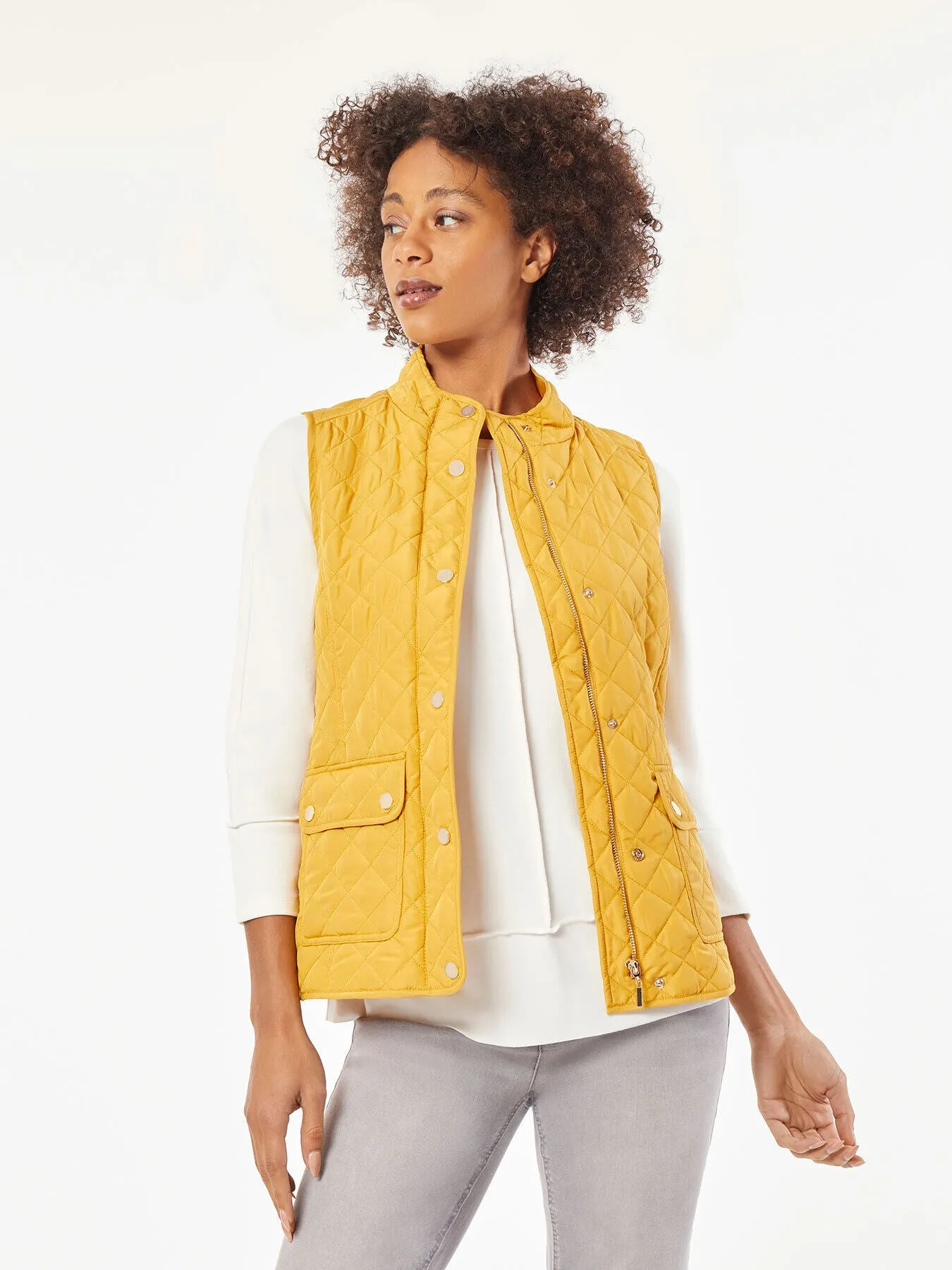 Snap Front Patch Pocket Quilted Vest