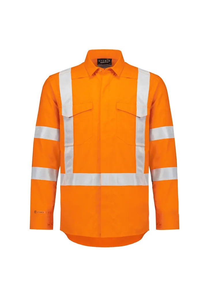 Syzmik Mens Orange Flame Lightweight Ripstop X Back Taped Shirt (ZW187)