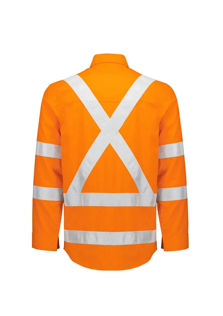 Syzmik Mens Orange Flame Lightweight Ripstop X Back Taped Shirt (ZW187)