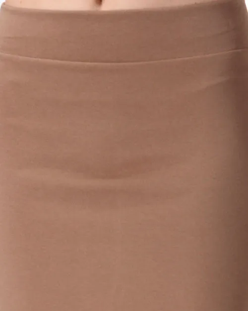 THE MYSTYLEMODE TAUPE STRETCH MIDI SKIRT