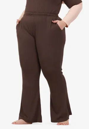 Trudy Ribbed Trumpet Pants - Brown