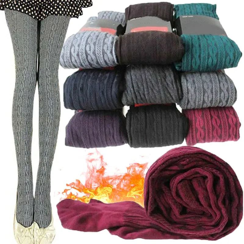 Twist Striped Warm Cotton Knitted Tights