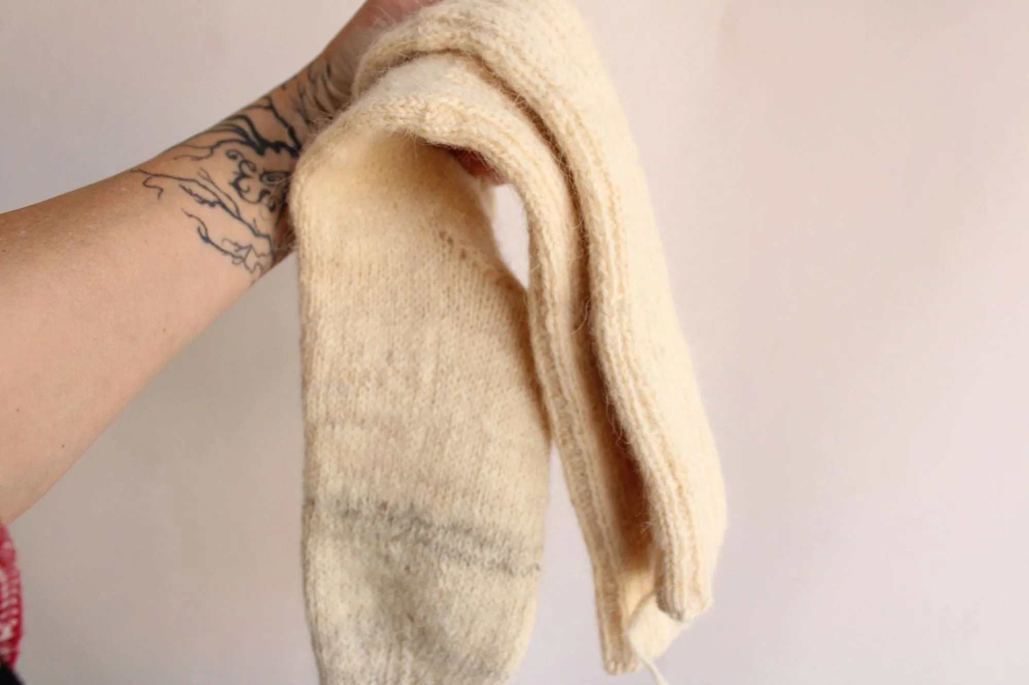 Vintage Ivory Knit Wool Socks