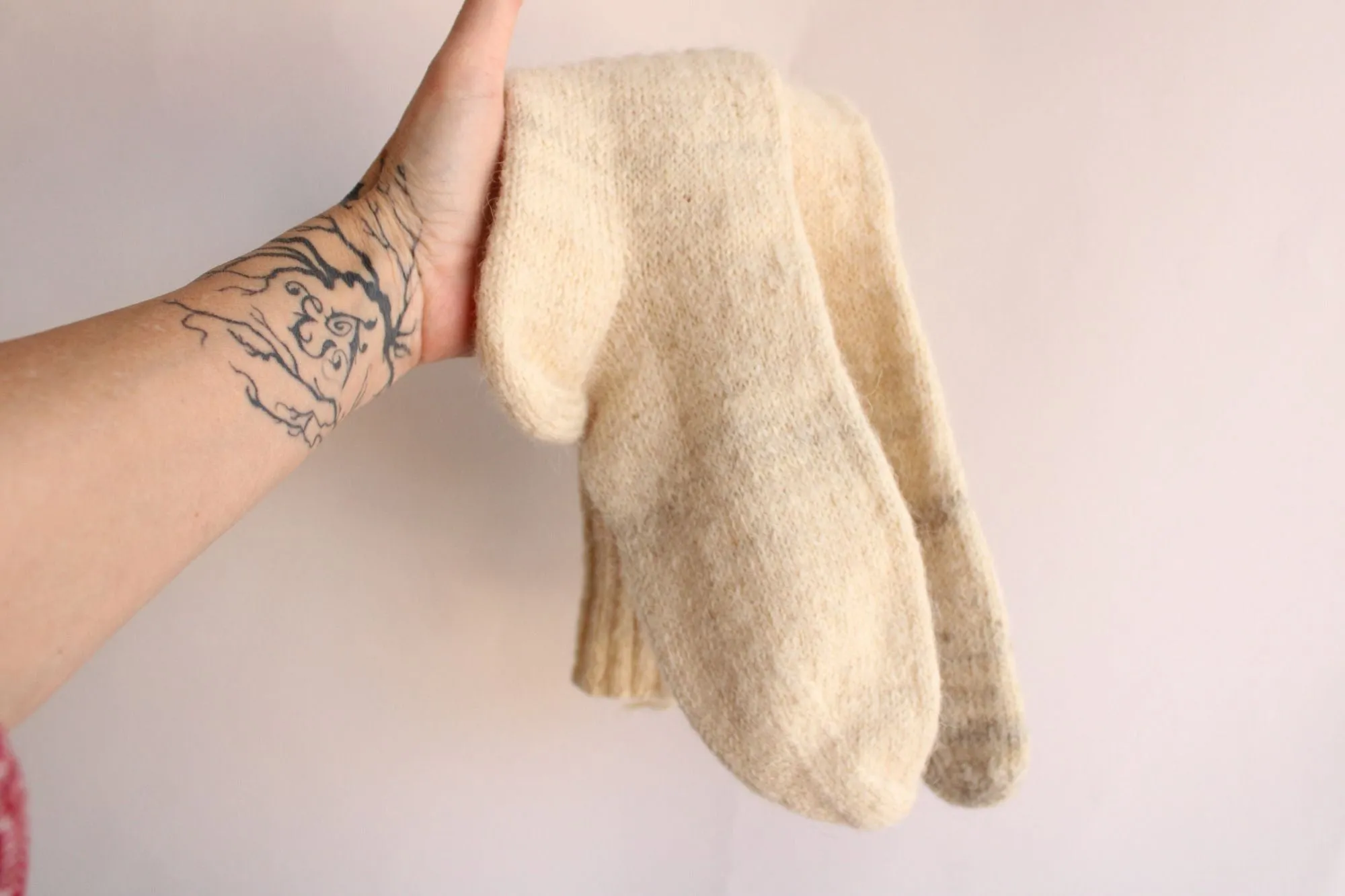 Vintage Ivory Knit Wool Socks