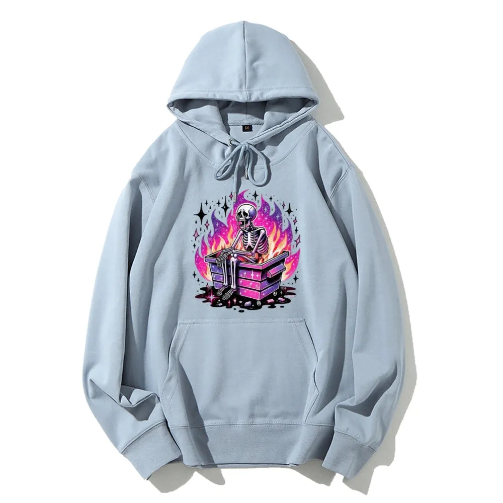 Women Cute Crying Skull Graphic Hoodies