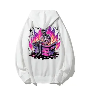 Women Cute Crying Skull Graphic Hoodies