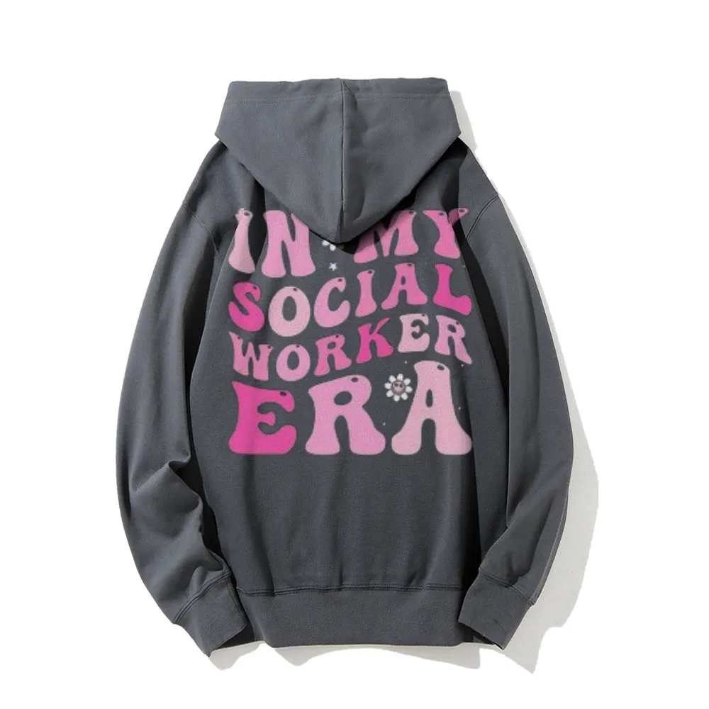 Women IN MY SOCIAL WORKER ERA Letter Graphic Hoodies