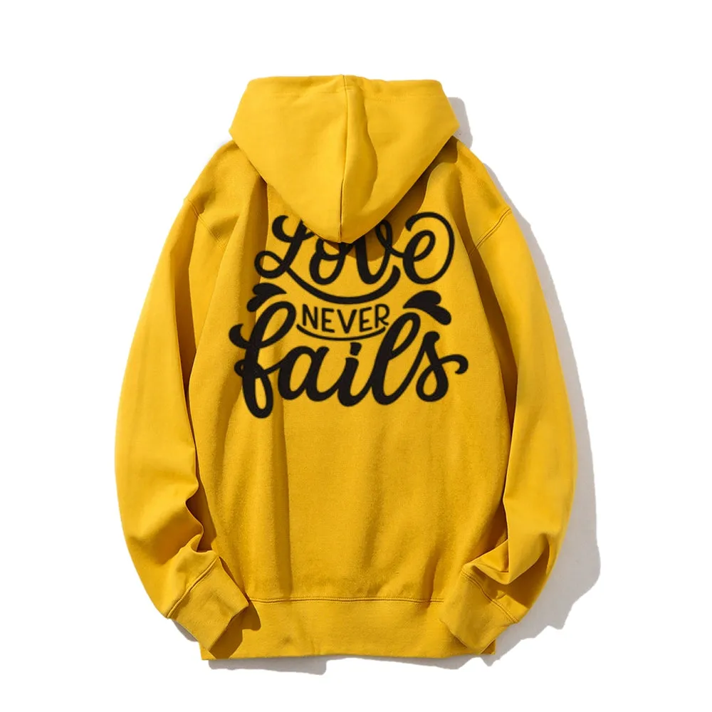 Women LOVE NEVER FAILS Graphic Hoodies