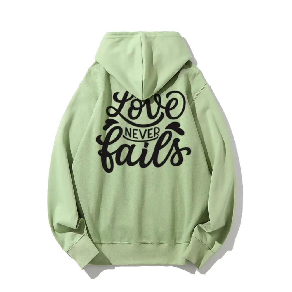 Women LOVE NEVER FAILS Graphic Hoodies