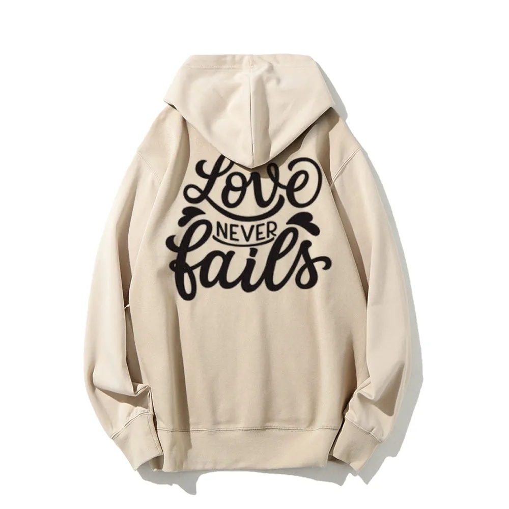 Women LOVE NEVER FAILS Graphic Hoodies