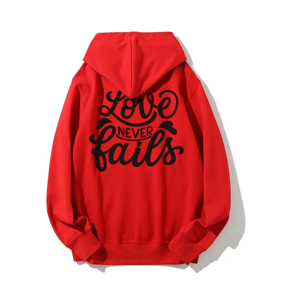 Women LOVE NEVER FAILS Graphic Hoodies